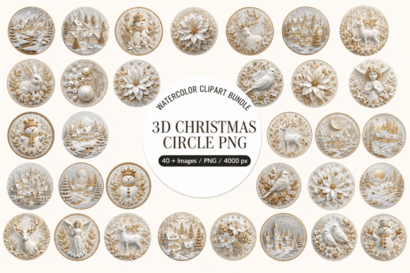 3D Christmas Circle Ornaments & Illustrations