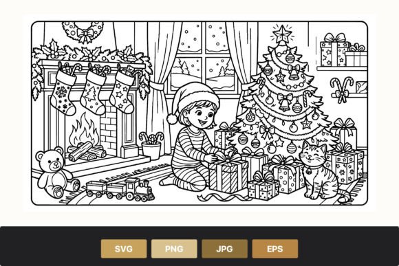 Child Opening Christmas Presents Illustrations Review