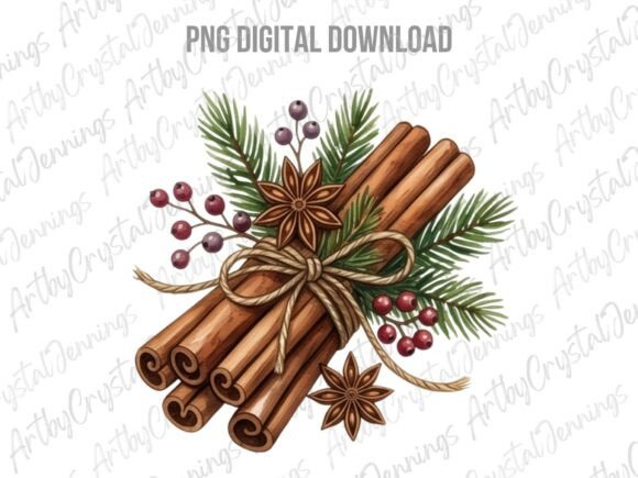 Christmas Cinnamon Sticks PNG Illustrations