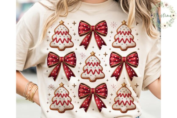 Christmas Cookie Bow Pattern PNG Clipart