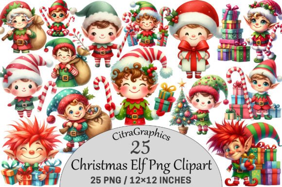 Christmas Elf Clipart for Real Embroidery Projects