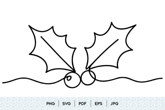 Christmas Holly Berry Line Art SVG & Illustrations
