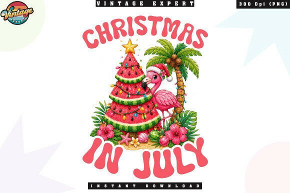 Christmas in July Watermelon Tree PNG & Illustrations