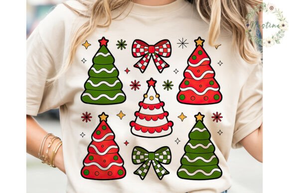 Christmas Tree Bows Sublimation Design & Illustrations