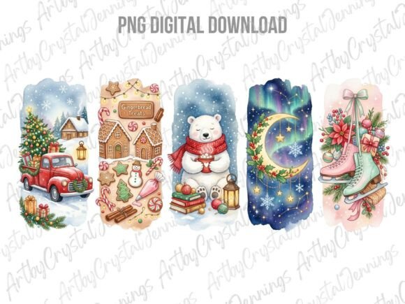 Christmas Watercolor Brushstroke PNG Illustrations