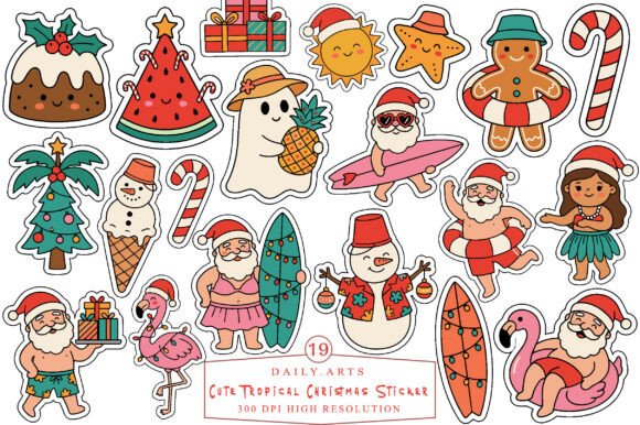 Cute Tropical Christmas Sticker Clipart Review