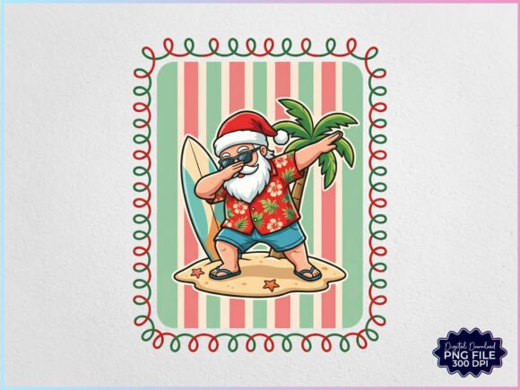 Dabbing Santa Christmas in July PNG Illustrations