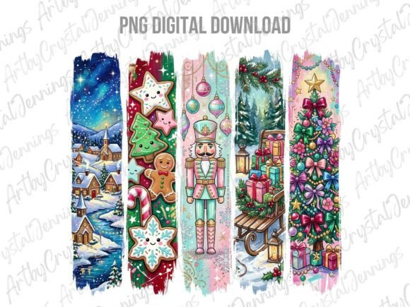 Festive Christmas Holiday Brushstroke Illustrations