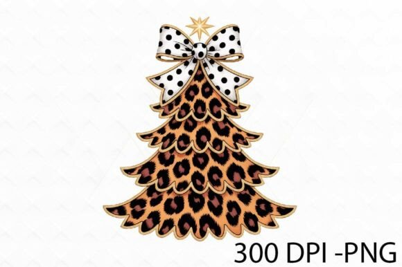 Leopard Christmas Tree Png Design & Illustrations