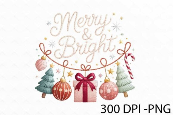 Merry and Bright Christmas Png Design Illustrations