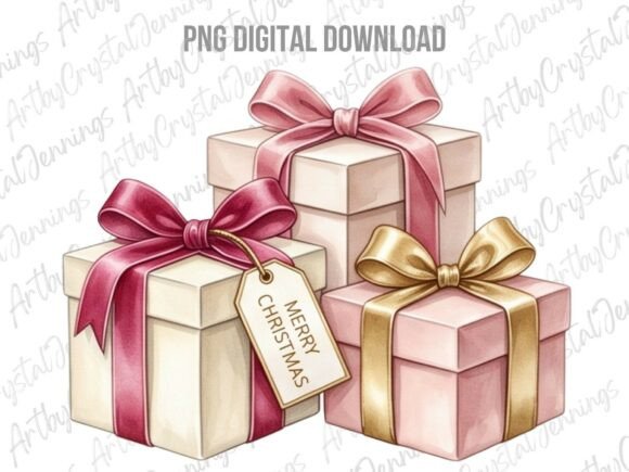 Merry Christmas Gift Boxes Clipart PNG Review