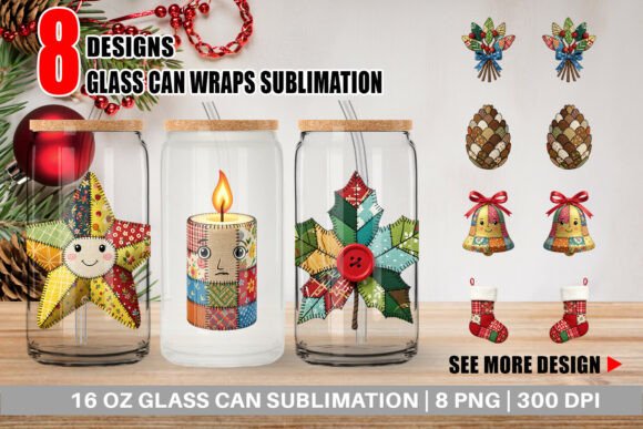 Patchwork Christmas Glass Can Wrap Review