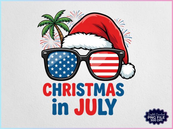 Patriotic Christmas in July PNG Illustrations