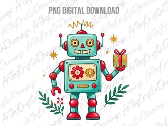 Retro Christmas Holiday Robot PNG Review