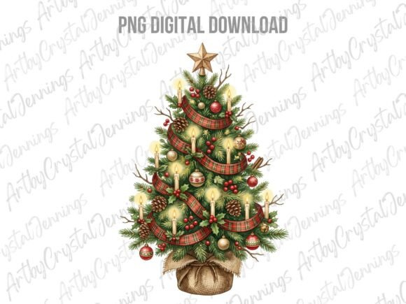 Rustic Christmas Tree Clipart PNG & Illustrations