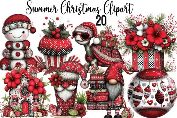 Summer Christmas PNG Clipart & Illustrations