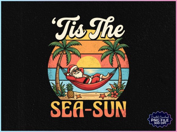 Tis the Sea Sun Christmas in July PNG Illustrations