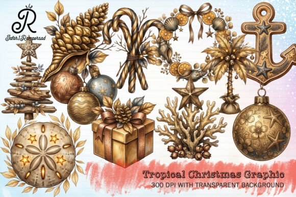 Tropical Christmas Graphic Clipart & Illustrations