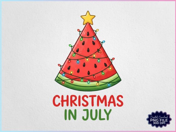 Watermelon Christmas in July PNG Illustrations