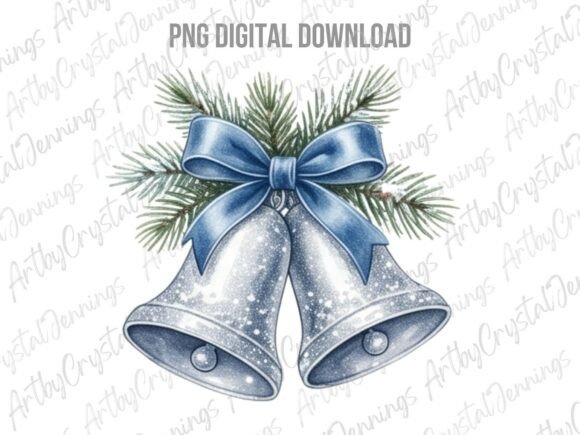 Winter Christmas Silver Bells PNG Illustrations