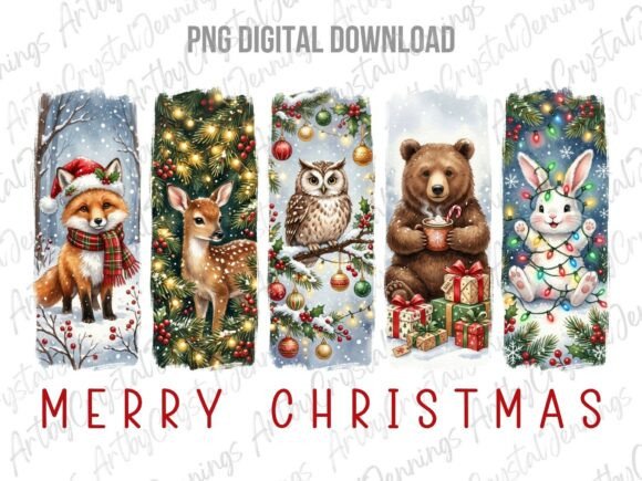 Woodland Christmas Brushstroke PNG & Illustrations